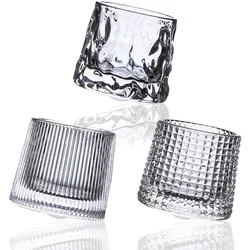 Crystal Whiskey Glasses Tumbler Rotatable Old Fashioned Glass Cup Juice Drink Coffee Wine Cup for Bar Home Christmas Gifts