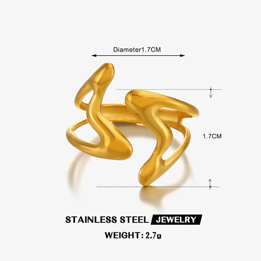 Vintage Geometric Open Ring Niche Designer Jewelry Stainless Steel Adjustable Stackable Rings Couples Gift Items Кольца Ж