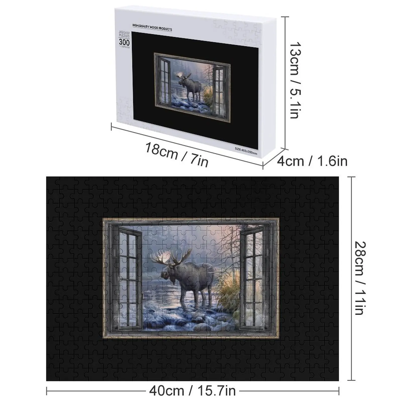 نافذة خشبية موس بواسطة تيار In The Forest Gift Jigsaw Puzzle أفكار هدايا شخصية لغز هدايا عيد الميلاد
