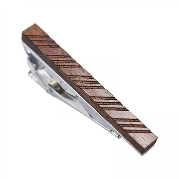 6xMen Tie Bar Clip Metal Walnut Necktie Clips for Daily Life Shirts Decor Lines