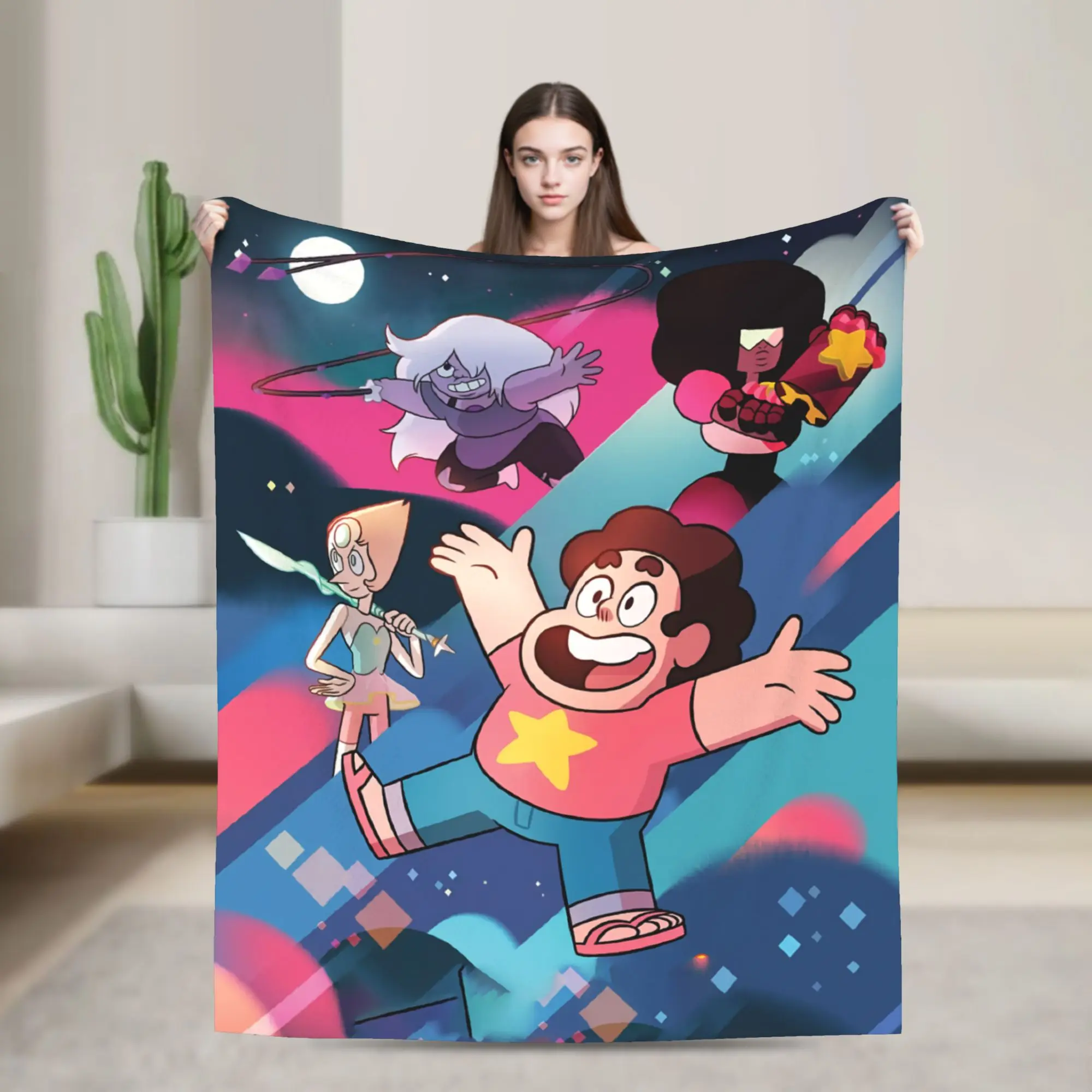 Cartoon Anime    Steven Universe  Blanket Cover Velvet  Super Warm Throw Blanket for Bedroom Sofa Bed Rug