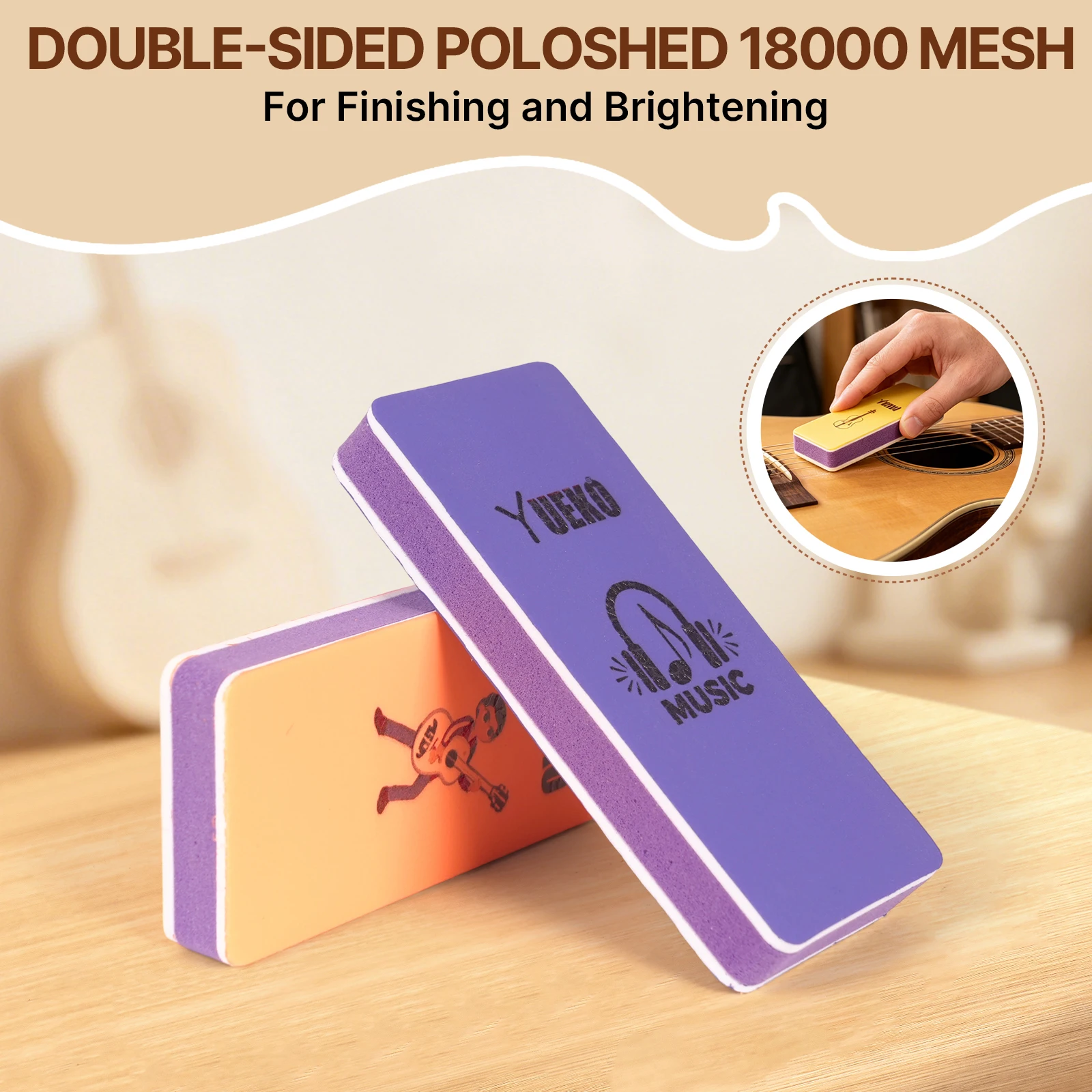 Double-Sided Polishing Block,1/3/5 PCS 18000 Grit Polishing Sponge Set Universal for Guitars,Ukuleles and Musical Instruments