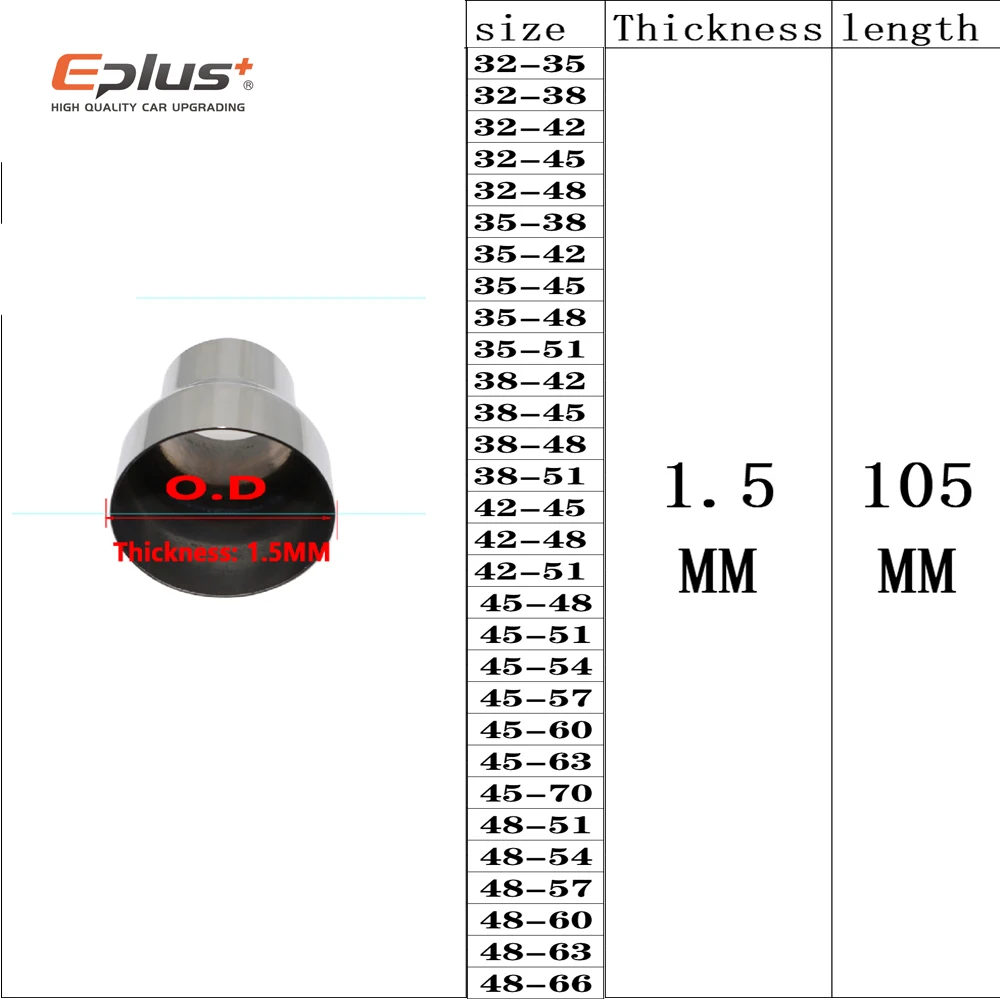 32MM to 48MM Universal Stainless Steel Straight Adapter Reducer Car Motorcycle Exhaust Muffler Pipeline Welded Multiple Sizes image 2