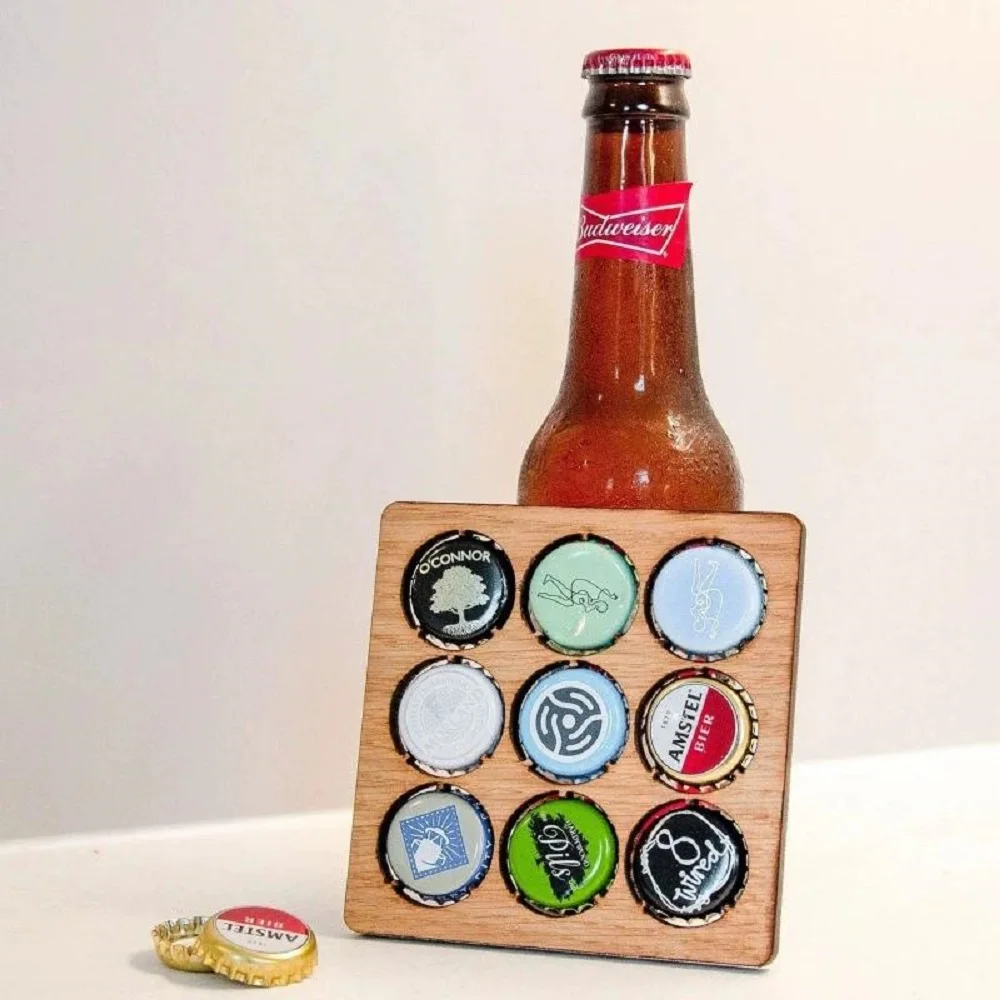 NEW Wooden Beer Bottle Cap Collection Coaster Creative Beer Cap Decoration Art Map Display Gift for Beer Enthusiasts 3