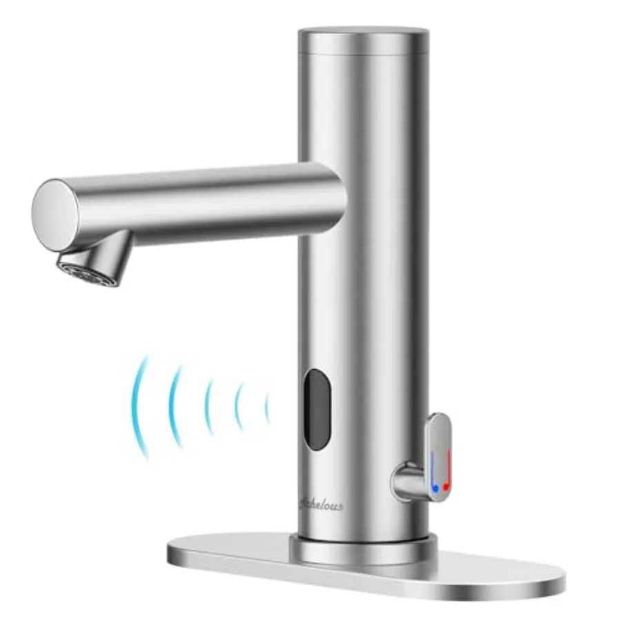 صنبور حوض الحمام بمستشعر الأشعة تحت الحمراء بدون استخدام اليدين مع التحكم في درجة الحرارة للحمامات الحديثة صنبور حوض بدون لمس يعمل بالبطارية #1