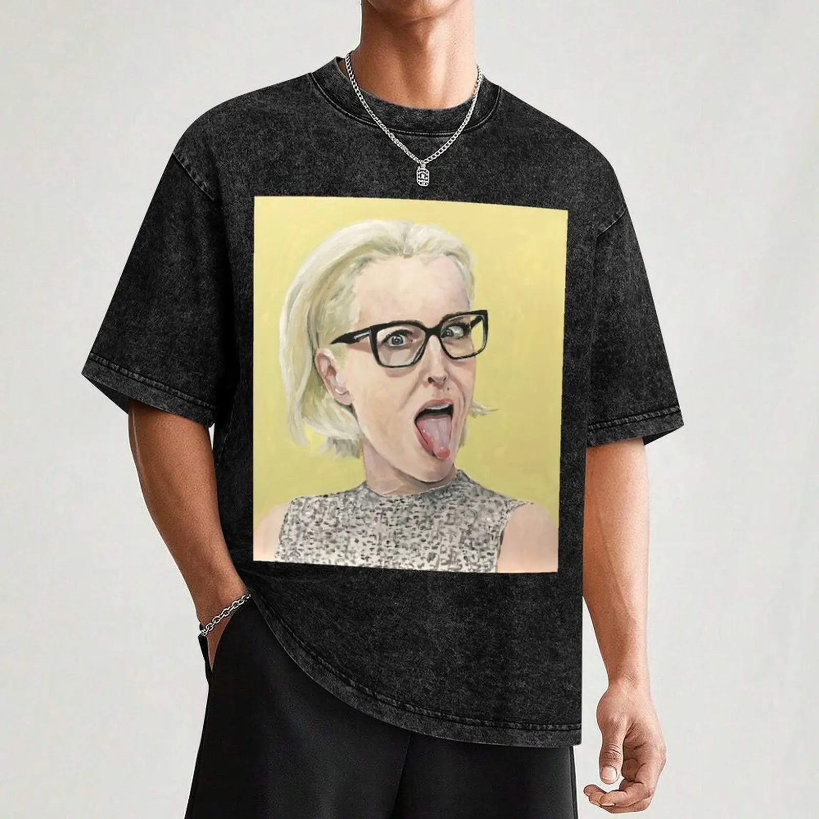 Gillian Anderson Tongue Out Original Painting T-Shirt Summer Festival T-Shirt