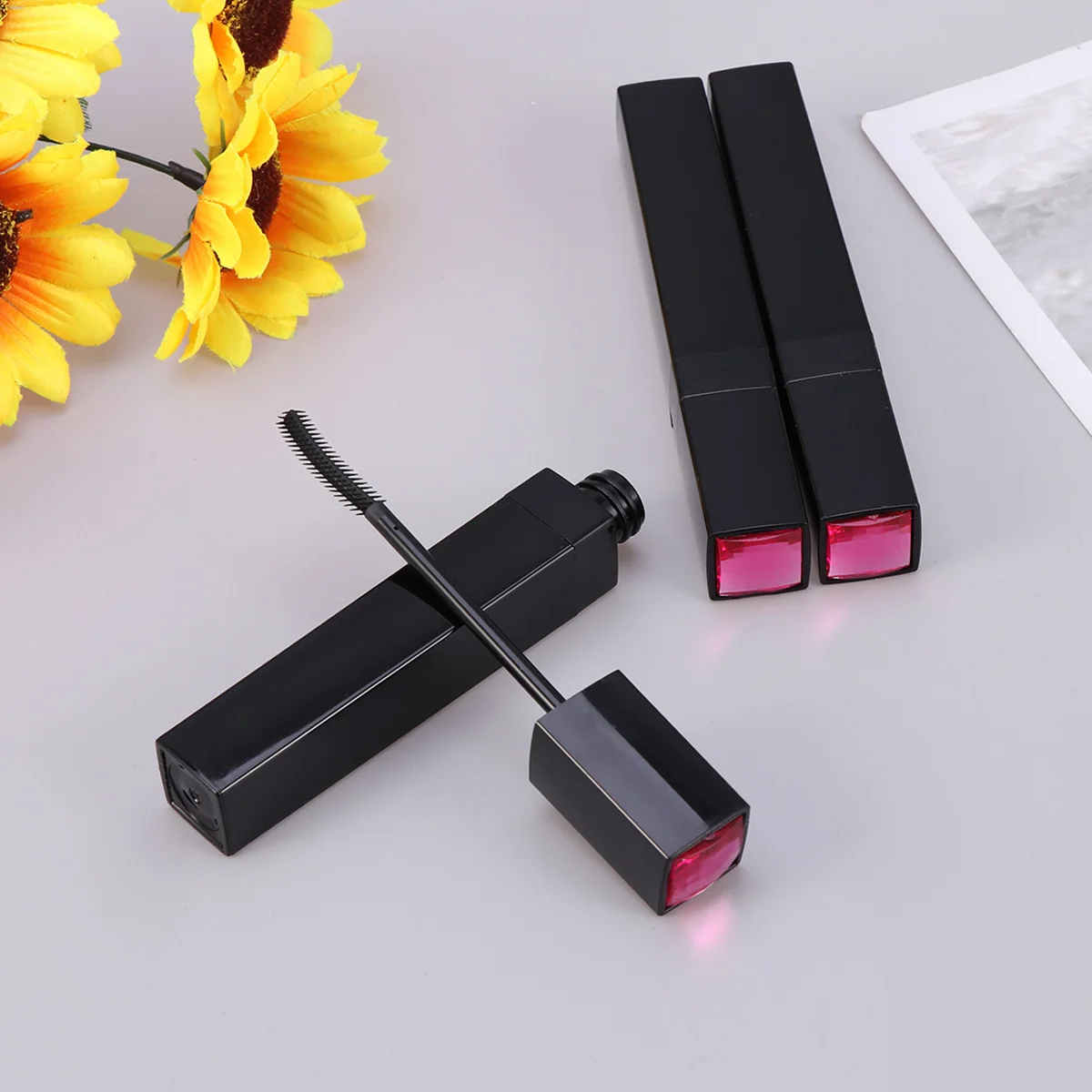 Tubes de Mascara et Eyeliner vides carrés, 3 pièces, 12g, porte-colle pour cils, ensemble de voyage léger et Compact, bouteille de Mascara vide noire