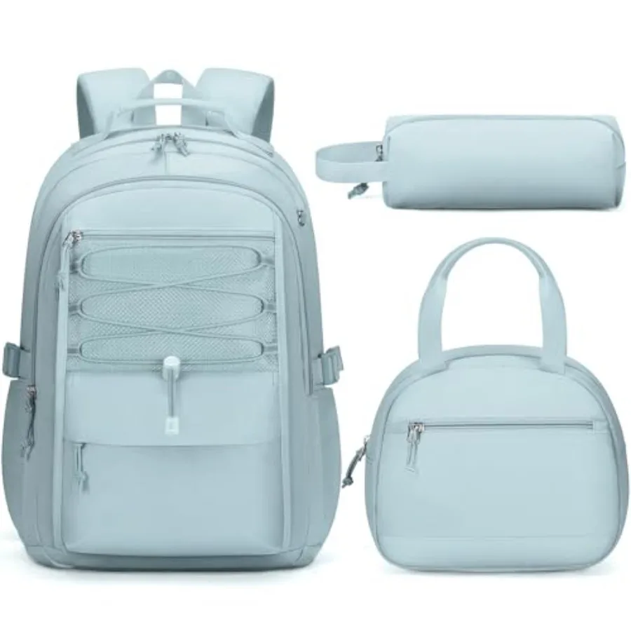 

Backpack for Girls 3 PCS Waterproof Girls Backpack with Lunch Box and Pencil Case Lightweight Bookbag Set for Teen Girl Travel
