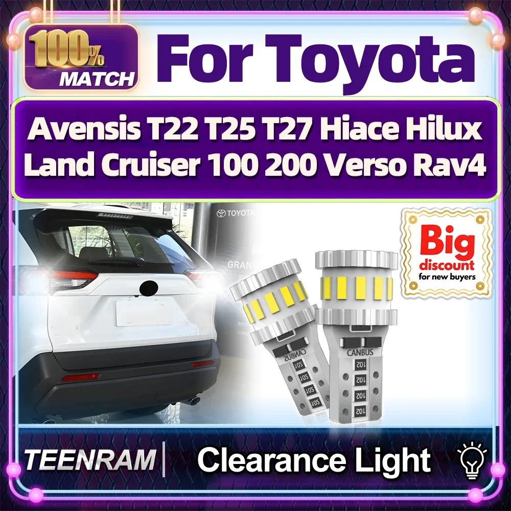 

Roadsun For Toyota Avensis T22 T25 T27 Hiace Hilux Land Cruiser 100 200 Verso Rav4 3400LM LED License Plate Light Bulbs Ampoules