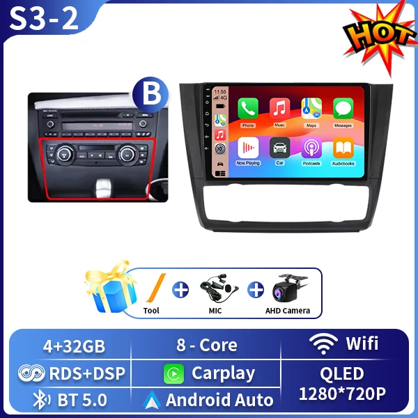 Android 16 Autoradio Voor BMW 1 Serie E81 E82 E87 E88 OP 2004-2011 GPS DSP Carplay Multimedia speler Serero Auto 4G Wifi DVD