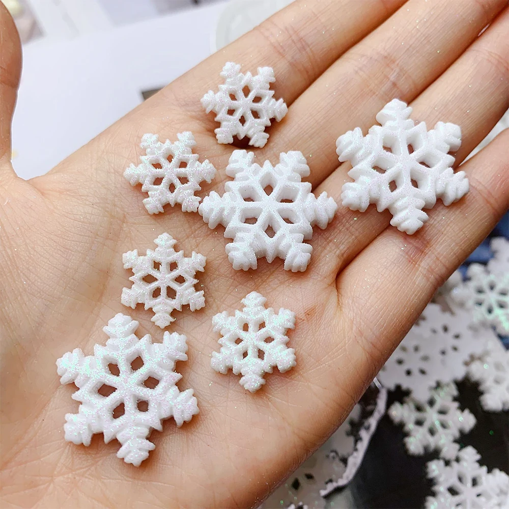 20 Pieces/pack Snowflake Resin Decoration Christmas Accessories DIY Snow Scenery Christmas Wreath Material Accessories