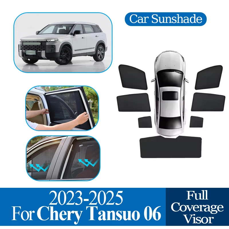

For Chery Tansuo 06 Fulwin T6 Jaecoo J7 2023-2025 Car Mesh Sunshades Anti UV Coverage Sunshade Privacy Protection Auto Parts