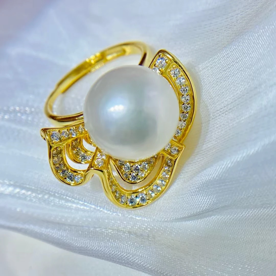 

Регулируемое кольцо из стерлингового серебра S925, фурнитура, крепления, аксессуары, детали, фитинги для жемчуга 11-13 мм, 5 шт./лот