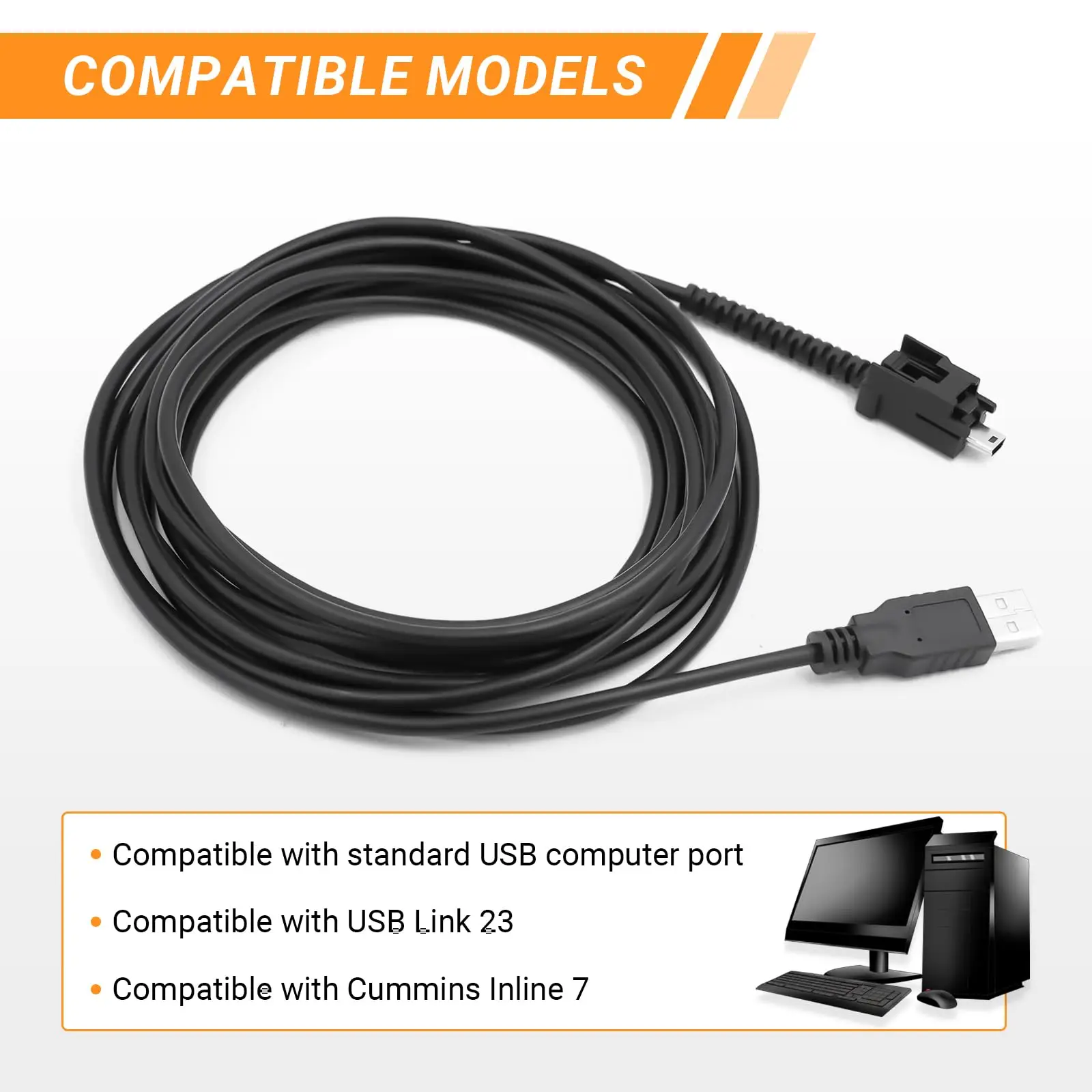 Picture 4: 404032 USB Replacement Cable for Nexiq Link 2 USB Link 3 Cummins Inline 7, Compatible with Standard Computer Port