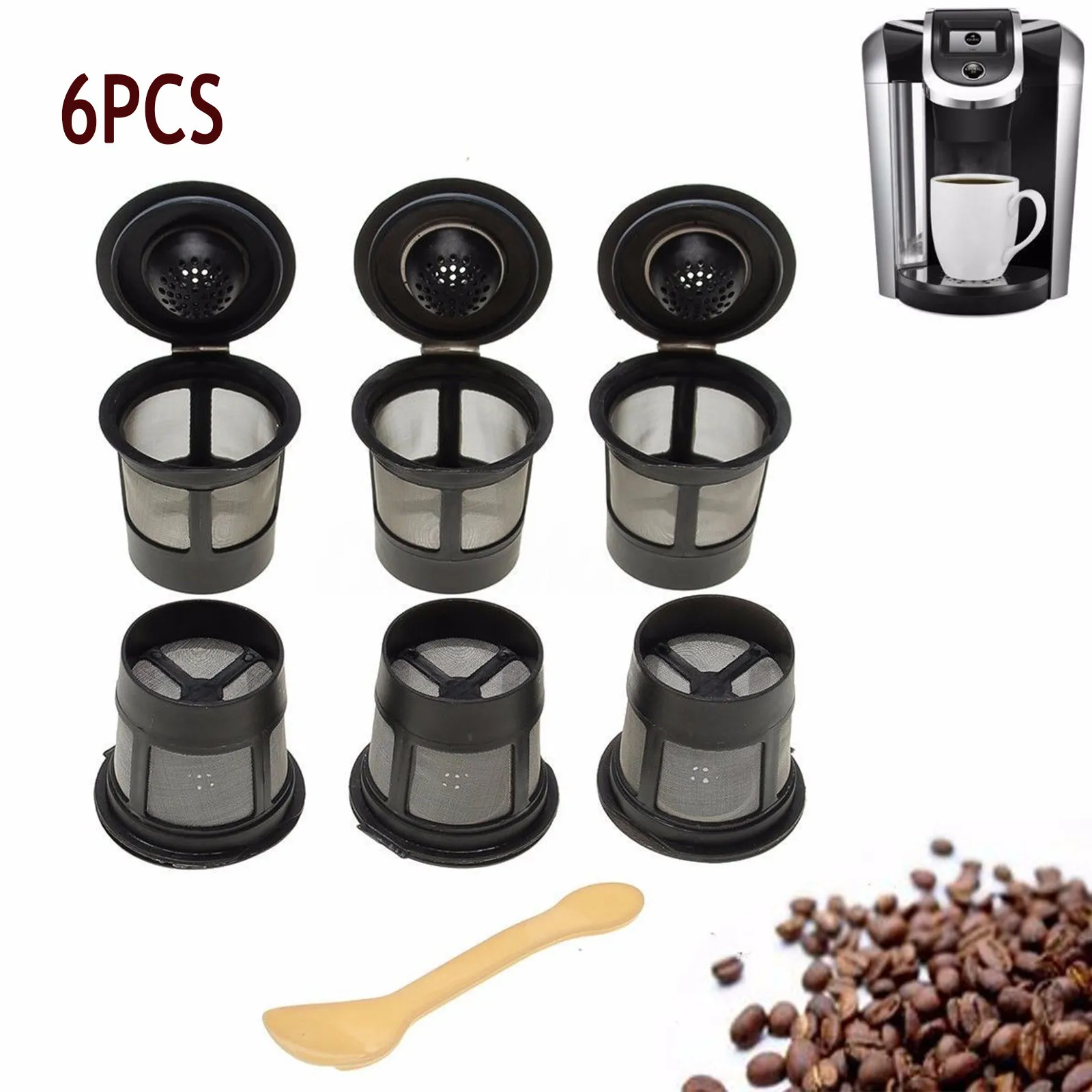 Reusable K Cups, 3/6 Pack Universal Fit Coffee Filters with Food Grade Stainless Steel Mesh Eco-Friendly Coffee Reusable Pods