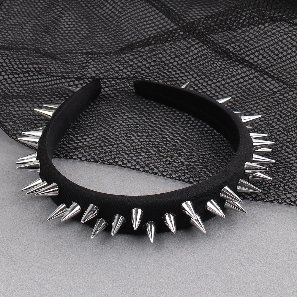 Punk Style Headpiece Exaggerated Rivet Headband Personalized Gothic Headwear Cosplay Halloween Carnival Party Costume Props