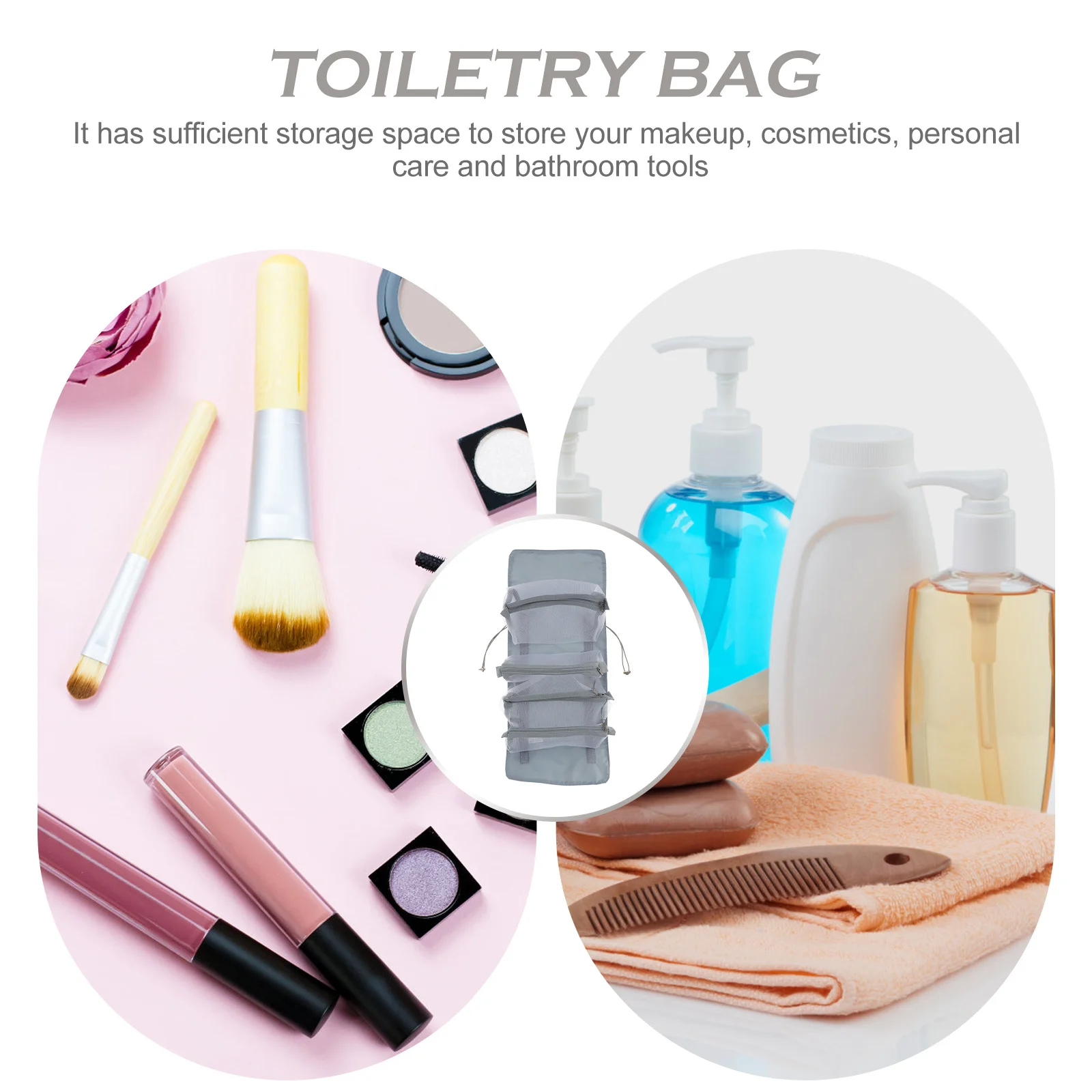 حقيبة PU 4 في 1 قابلة للفصل معلقة قابلة للطي حقيبة مكياج قابلة للطي منظم أدوات الزينة حقيبة كبيرة محمولة