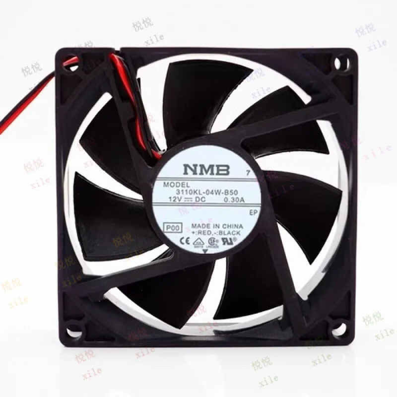 L+for NMB 3110KL-04W-B50 8025 DC12V 0.30A 8CM 2-Wire Dual Ball Cooling Fan