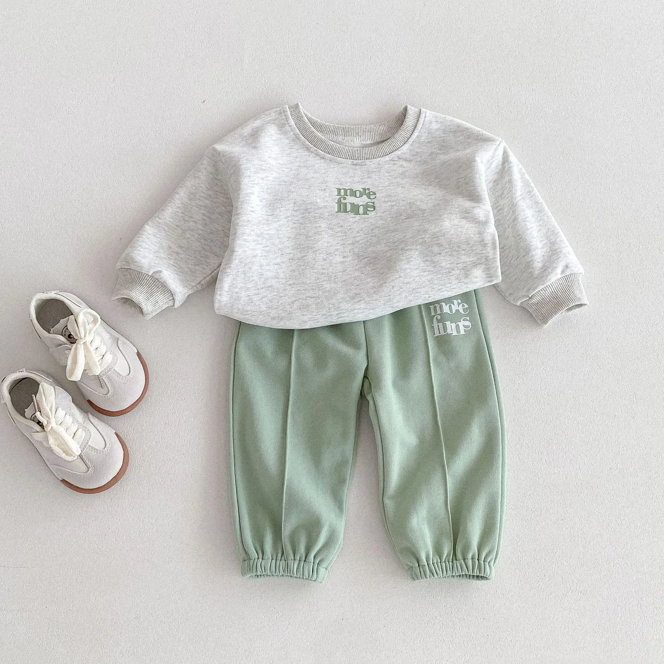 1-4T Toddler Kid Baby Boy Girl Autumn Clothes Set Long Sleeve Pullover Top Sweatshirt Set Cotton Pant Suit Casual Plain Outfit