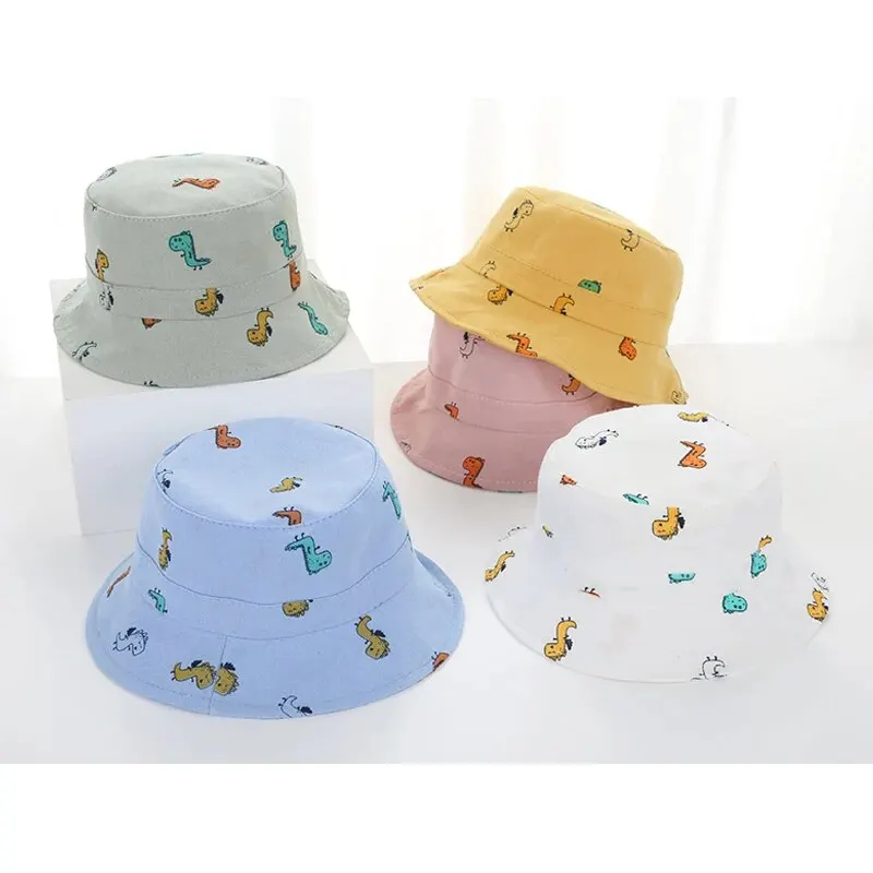 Cartoon Giraffe Print Baby Bucket Hat Children Casual Panama Cap Kids Foldable Camping Fishing Outdoor Sun Hats Fisherman Caps