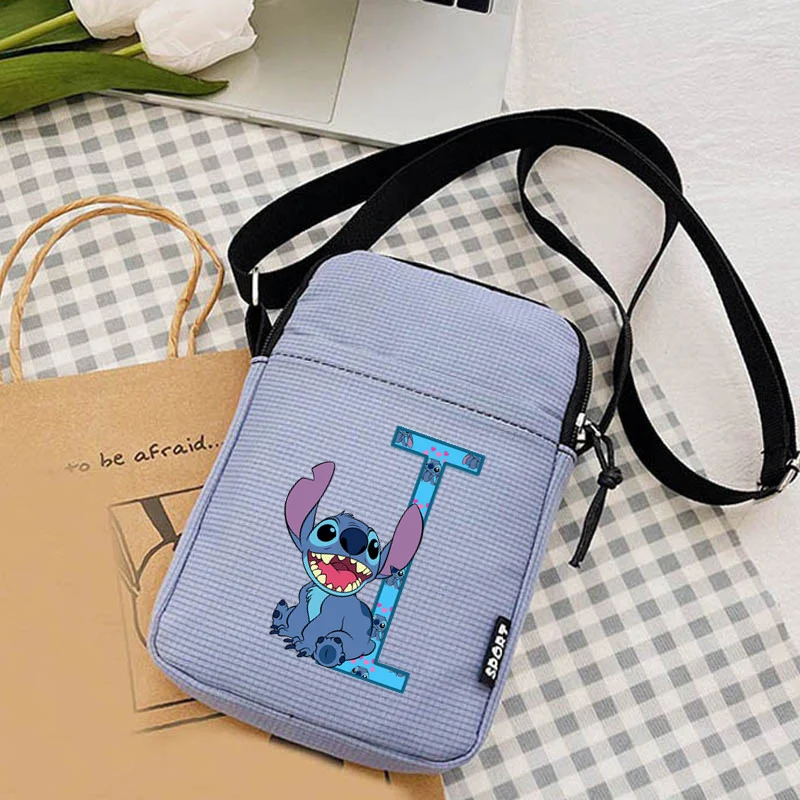 Bolso de hombro con estampado de Disney para mujer, Bolsa Escolar con 26 letras en inglés, estilo Kawaii, puntada de Ángel, ideal para estudiantes, ideal para teléfono móvil, A-Z