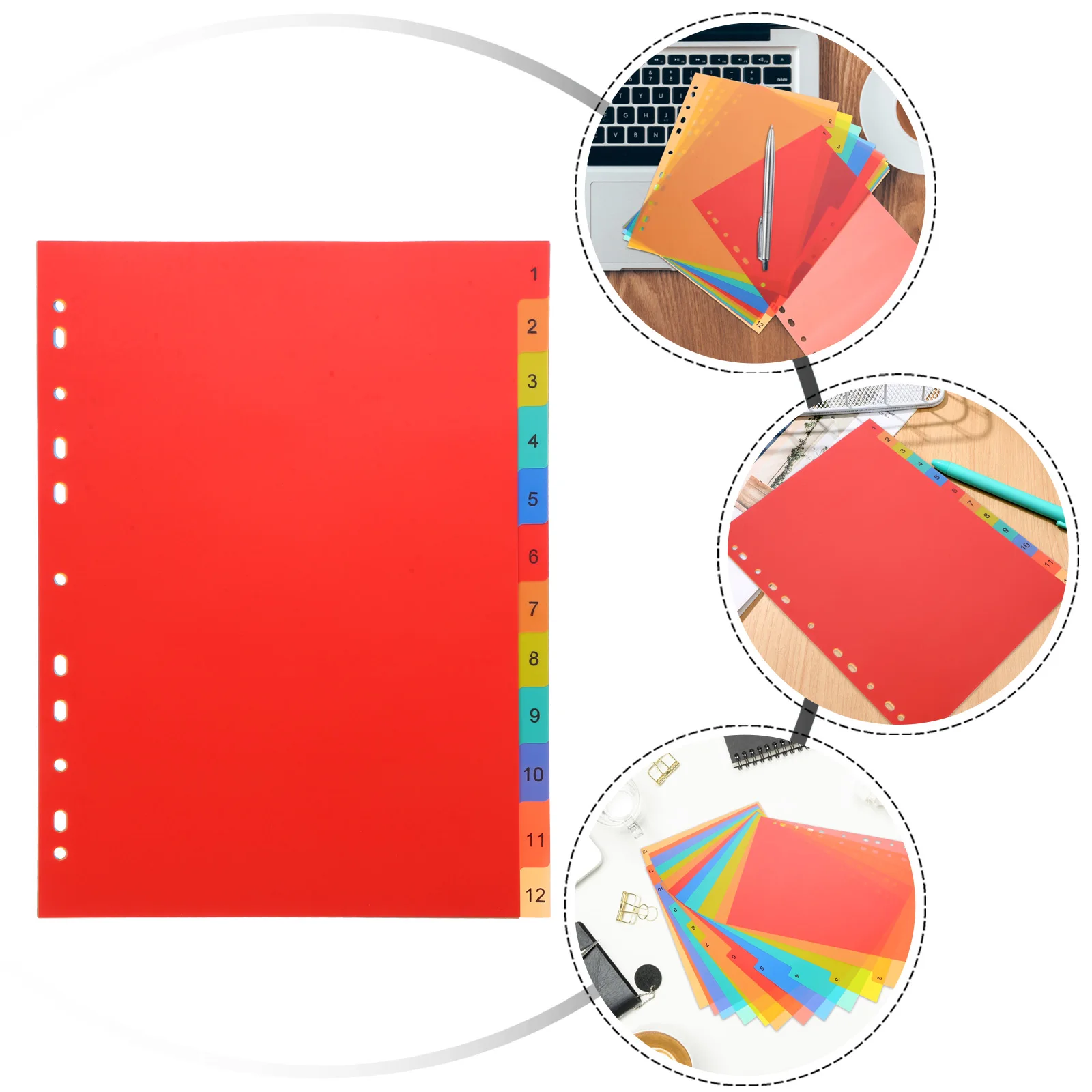 A4 11 Hole Plastic Colored Tabs Page Markers Binder Index Separators Classification Pages Filing Notebook Dividers