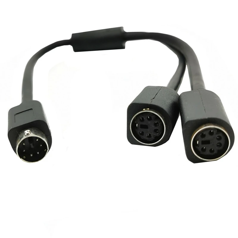 S-video Mini DIN 6-pin Splitter Y Adapter 1 male 2 female Cable 6pin PS/2 PS2 Data Cable to Keyboard and Mouse Interface