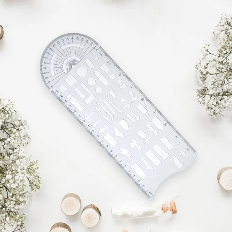 Multifunctional Geometric Stencils Drawing Accident Scene Templates with Measuring Ruler Geometric Drawing Templates 601E