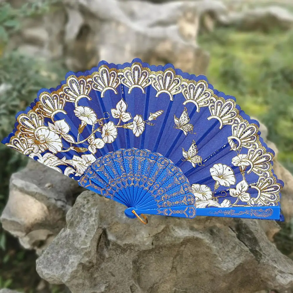 Vintage Silk Handheld Fan Art Craft Gift Retro Chinese Japanese Collapsible Fan Home Decoration Ornaments Dance Hand Fan