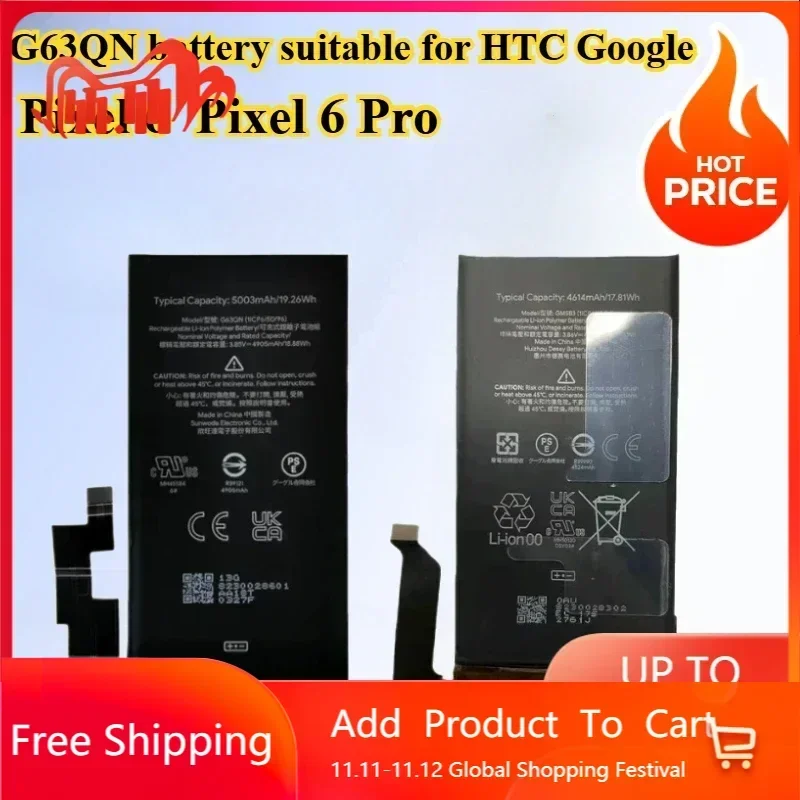

4614mAh/5003mAh GMSB3 G63QN Battery Suitable for HTC Google Pixel 6 Pixel 6 Pro Portable Battery