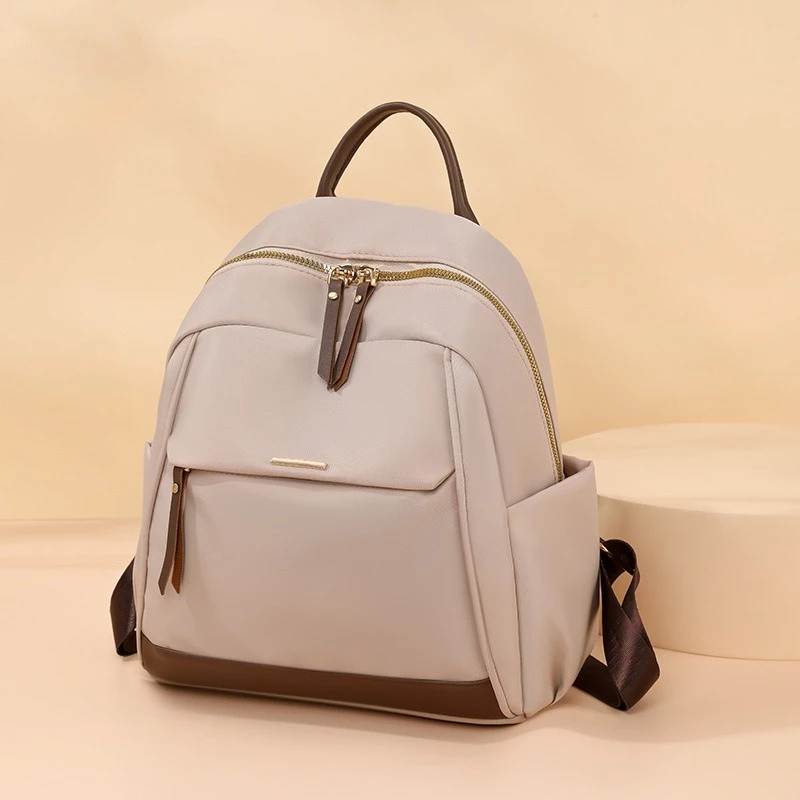 New Contrast Color Backpack Women's Simple and Versatile Water-repellent Large-capacity Nylon Backpack New Lightweight Backpack