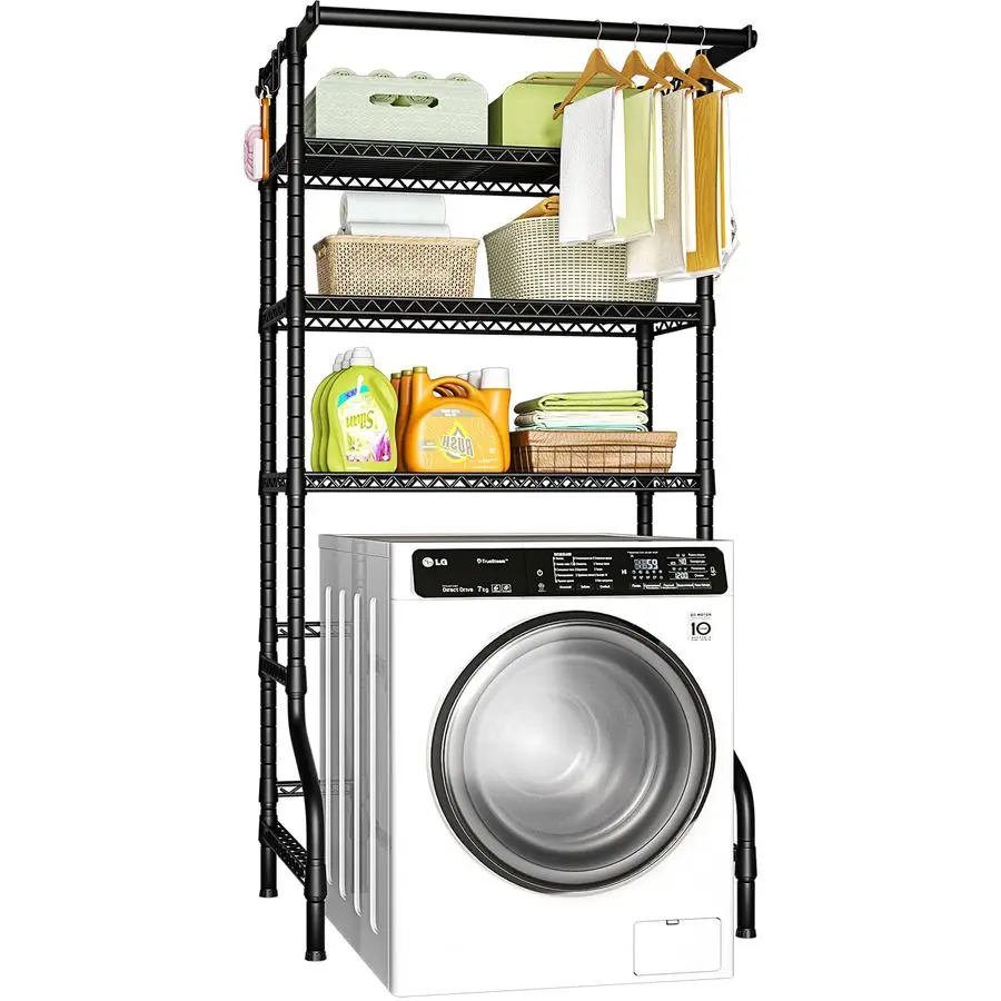 

U11 Over Washer and Dryer Shelves, 3 Tiers Laundry Room Storage and Organizer Standing Shelf, Metal Freestanding Clothes Drying