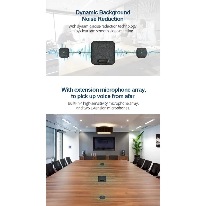 Wireless USB Conference Room Speakerphone – 360° Sound, 8M Voice Pick-Up for Video Calls
