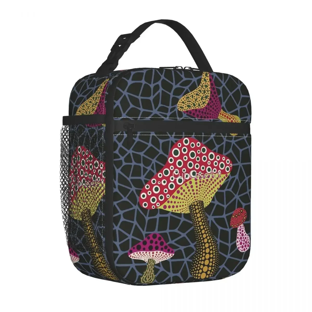 Yayoi Kusama Mushroom Floral Insulated Lunch Bags Portable Reusable Cooler Bag Tote Lunch Box School Picnic Men Women