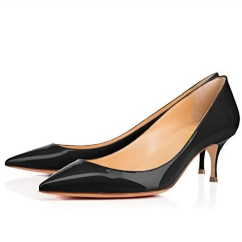 

SHOFOO Sexy women's high heels. Black patent leather pointed shoes. About 6 cm heel height. Four season shallow mouth shoes.