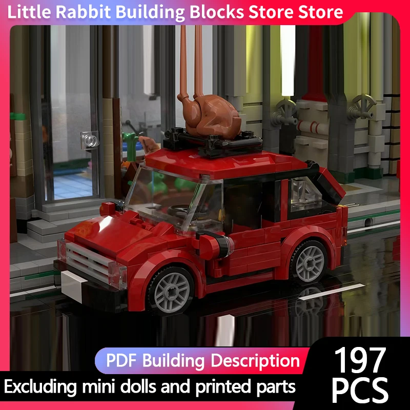 City Car Model MOC Building Bricks Small Fashion Hatchback Car Modular Technology Children Holiday Gifts Assemble Toys Suit