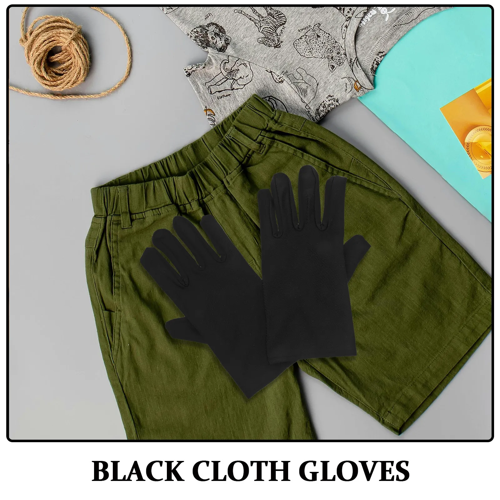 6Pairs Cotton Jewelry Gloves Thin Black Cloth Soft Breathable Protective Gloves for Handling Cleaning Polishing Coins Watches
