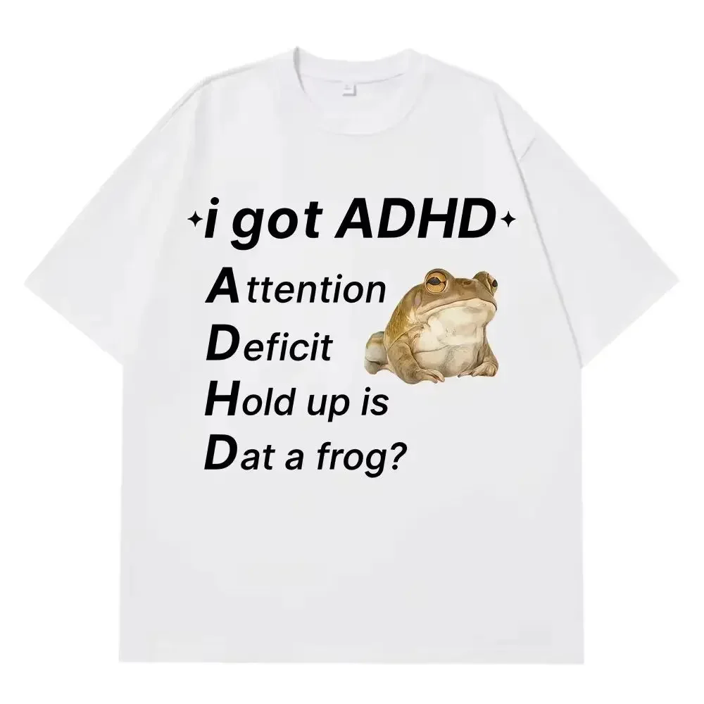 Y2k Fashion Short Sleeve Harajuku Vintage T-shirt Funny Meme T Shirt 2026 ADHD Frog Autism Tops Casual Hip-hop T-shirts Unisex
