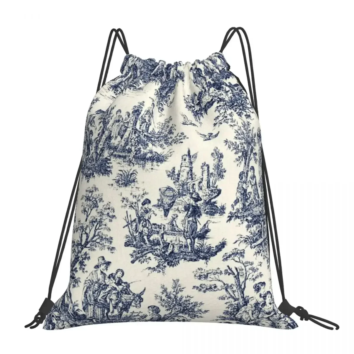 Nomades Artsy Vintage Toile De Jouy Backpacks Fashion Portable Drawstring Bags Shoes Bag Book Bags For Man Woman Students