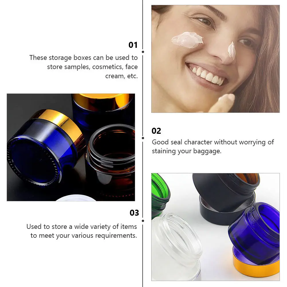 

12pcs Glass Cream Bottles Storage Jars Empty Sample Containers Travel Size Leakproof Durable Face Body Soap Balm