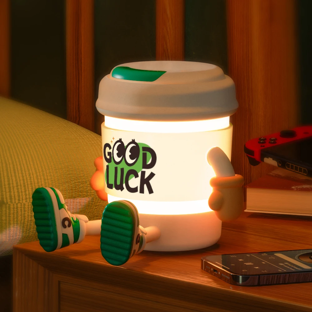 

Coffee Night Light Bedroom Bedside Lamp Cartoon Ornaments Bedroom Decoration LED Birthday Holiday Gifts