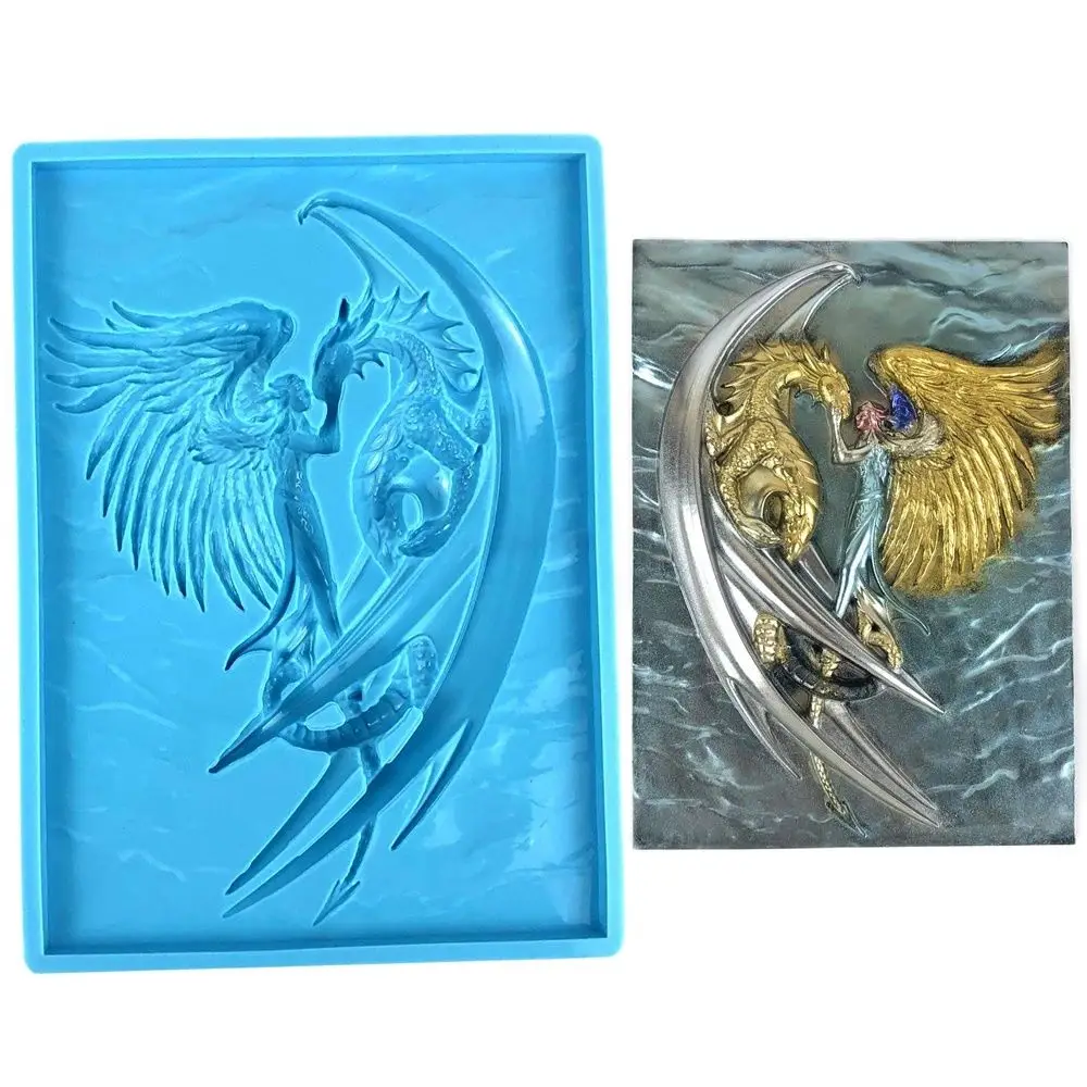

Dragons and Angels Silicone Fondant Mold Winged Angels Chocolate Candy Icing Sugarcraft Cake Decoration Baking Mould DIY Resin