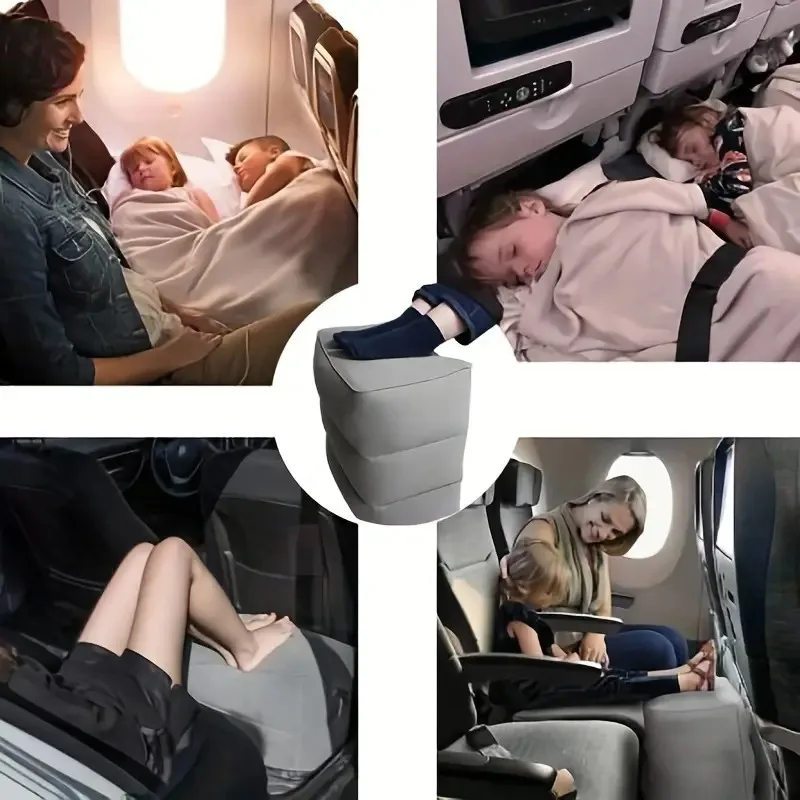 Inflatable Travel Foot Rest Pillow | Adjustable Height Leg Pillow | Make a Flat Bed for Kids and Toddlers | Great for Airplane