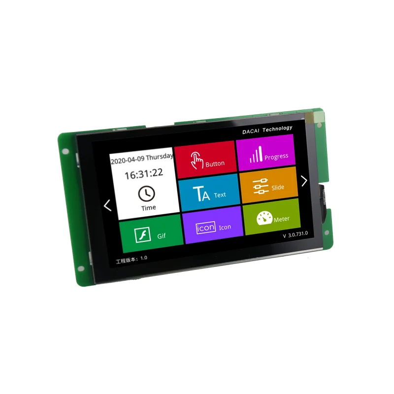 7 inch Intelligent UART LCM 800x480 TFT LCD Display with resistive Touch Controller for Solar Energy System