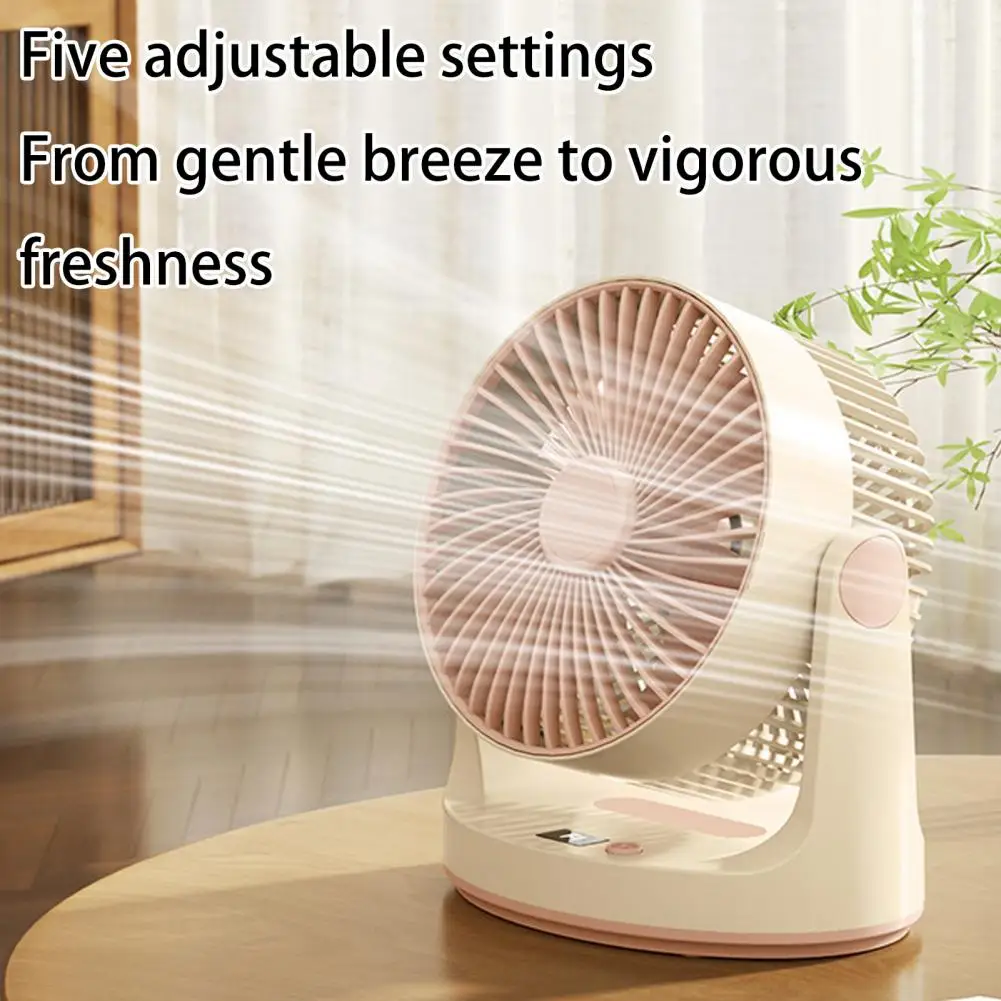 Digital Portable Desktop Air Circulator Quiet Personal Cooling Fan Offering Precise Speed Control And Battery Level Monitoring