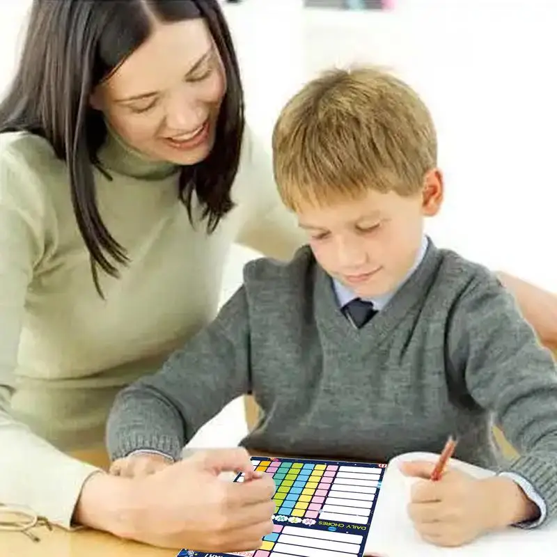 Imagem -03 - Dry Apagar Chore Chart With Markers Calendar Self-profession Chart Activity Planner Board Escola e Escritório Acessórios