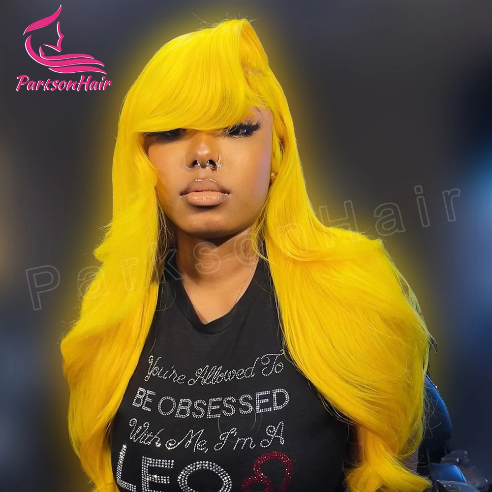 Amarelo wear and go perucas de cabelo humano sem cola preplucked brasileiro 13x6 hd laço frontal perucas de cabelo humano 613 colorido pronto para usar