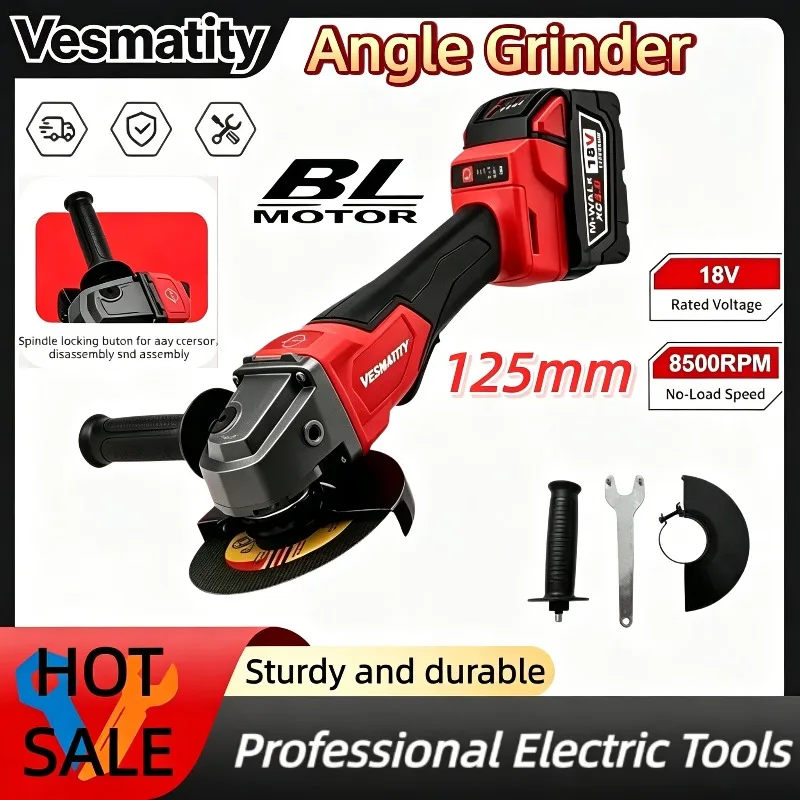 Polishing Cutting Machine No-Lock Paddle Switch 125mm Angle Grinder Cordless Brushless Angle Grinder For Milwaukee Battery