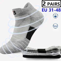 2 Pairs/Mens Socks Extra Big Size45-48 Practical Cotton Men Sports Professional Running Socks Breathable Casual Ankle Socks Male