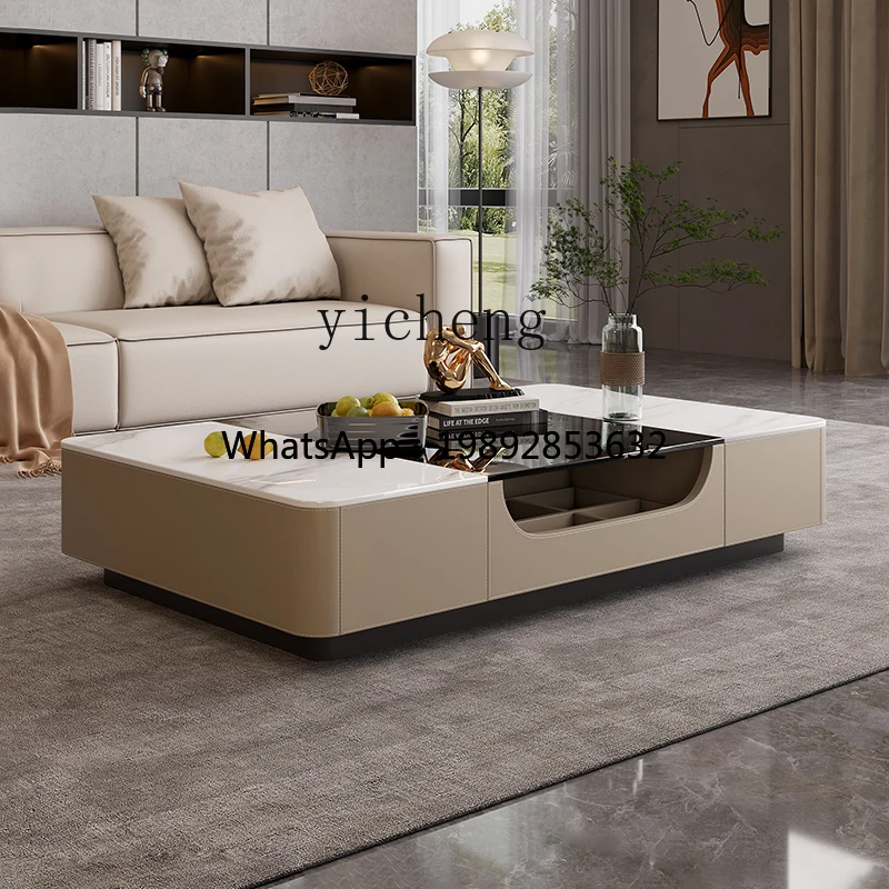 YFY    luxury coffee table modern household living room small apartment high-end rectangular solid wood multi-functional